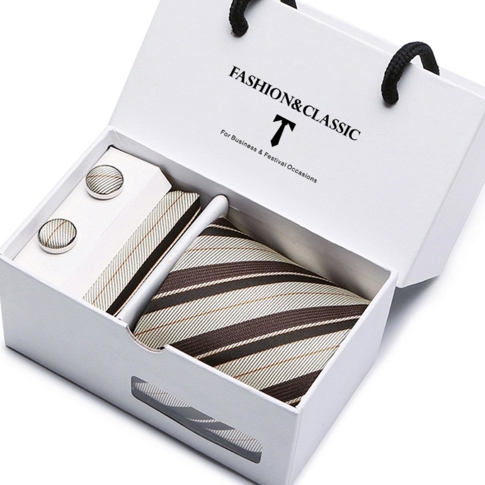 Neck Tie Set Box - Set Dasi Sutra Tenun Mewah dengan