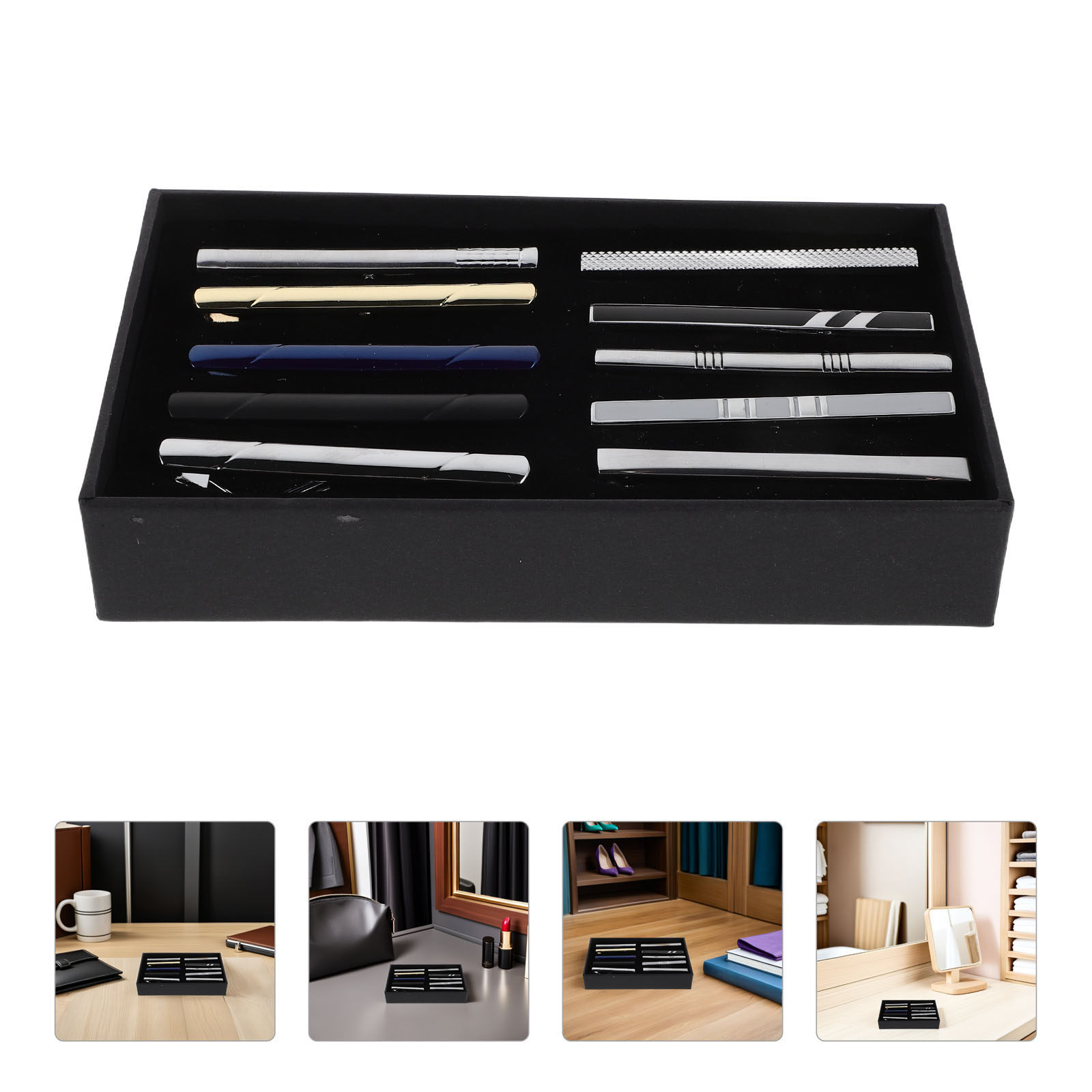 Neck Tie Set Box - 10 Buah Set Klip Dasi, Klip