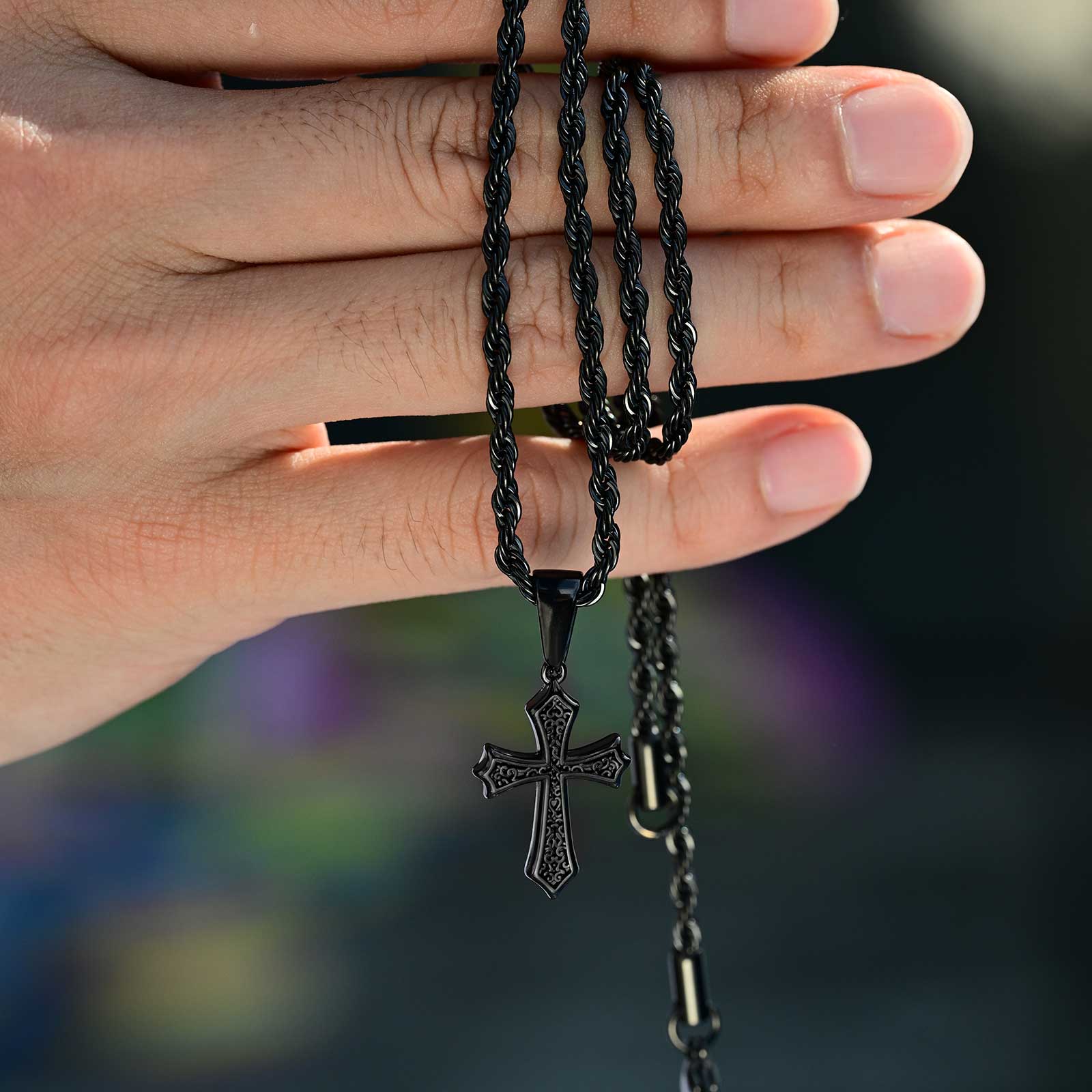 Men Accessories Neck Chain - Kalung Salib Pria Vnox Baja Tahan