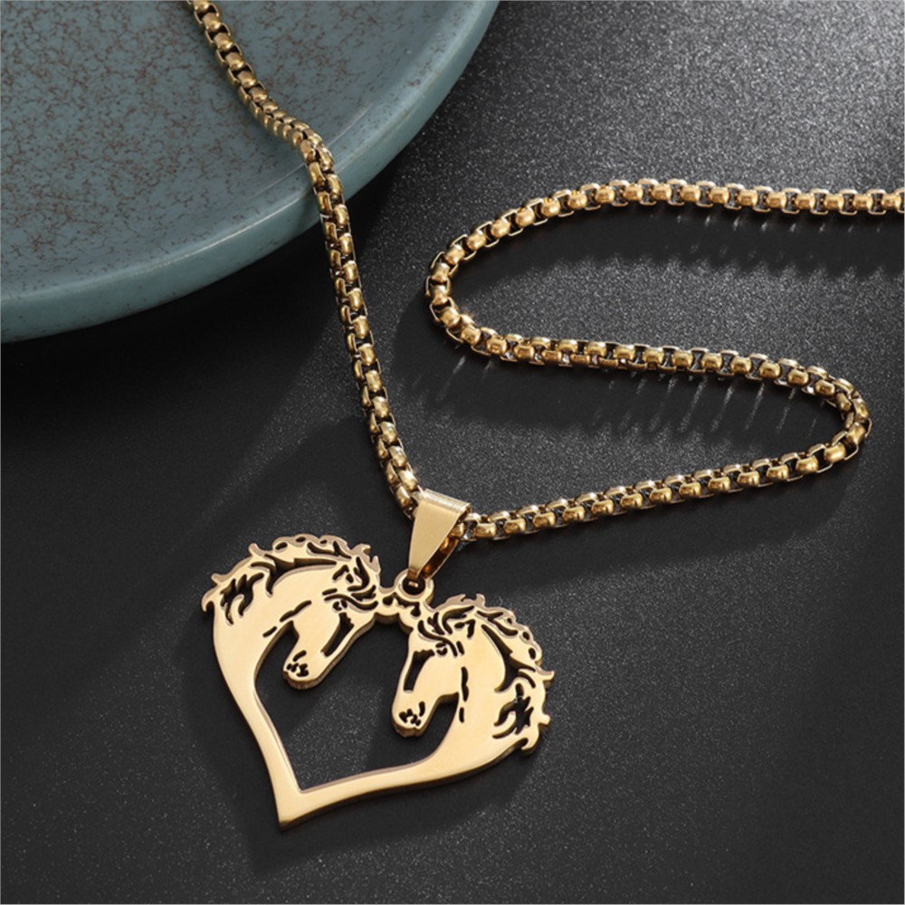 Kalung Liontin Kuda Berongga H - Men Accessories Neck Chain ulasan dan harga